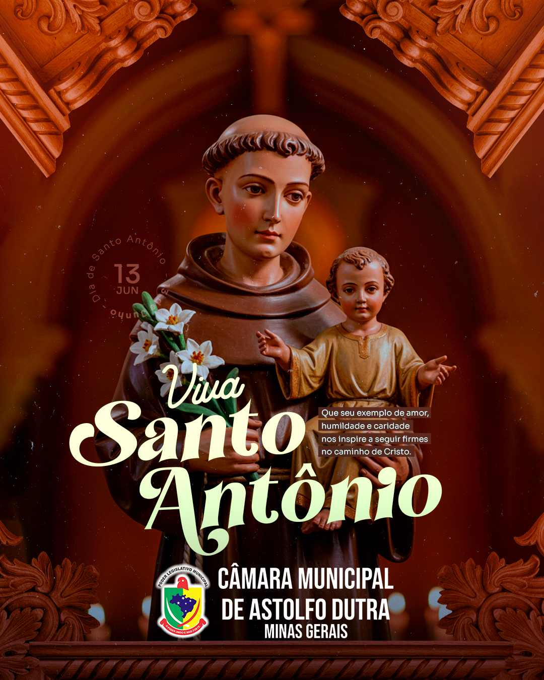 Homenagem da Câmara Municipal de Astolfo Dutra ao Dia de Santo Antônio, Padroeiro do Nosso Município