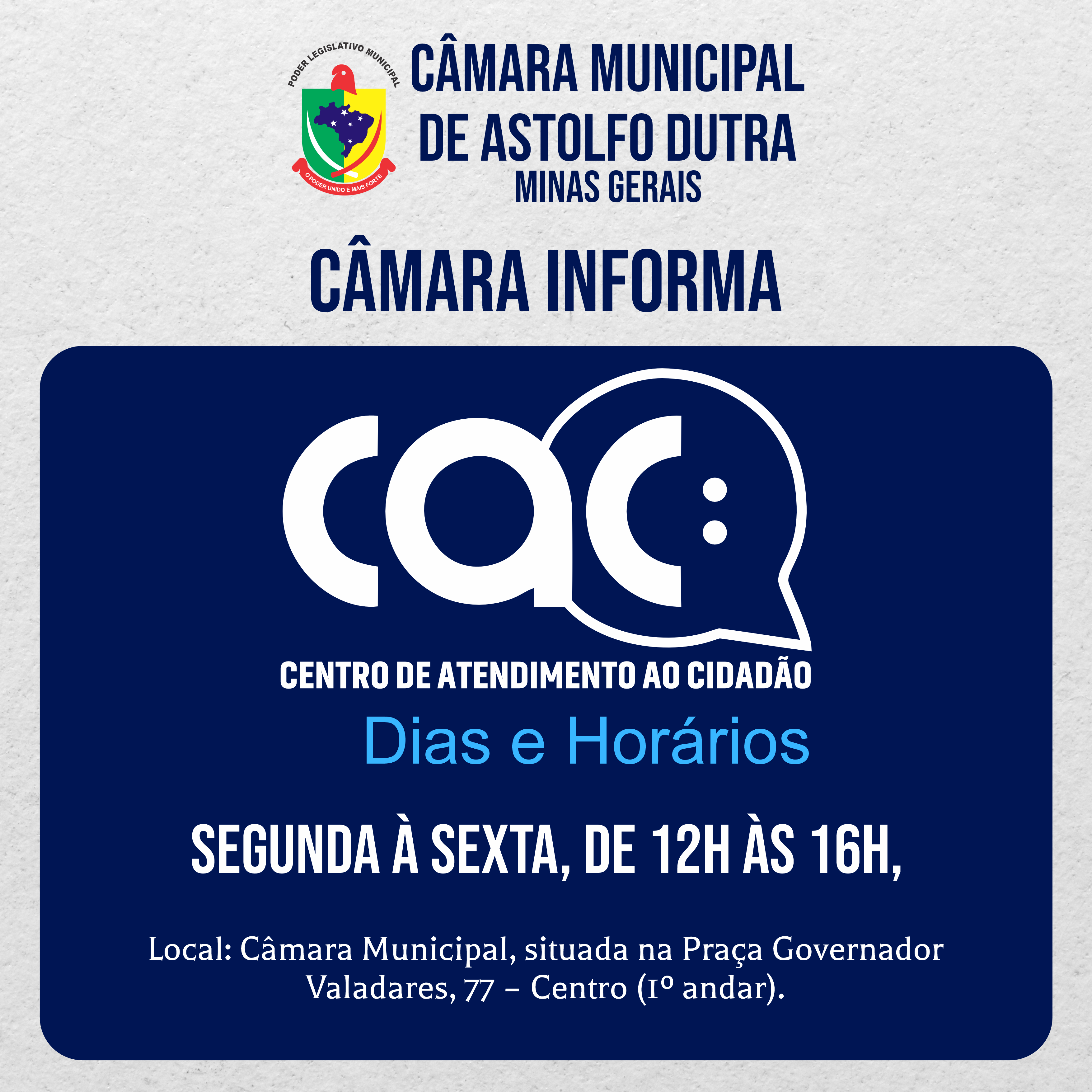 A Câmara Municipal informa: