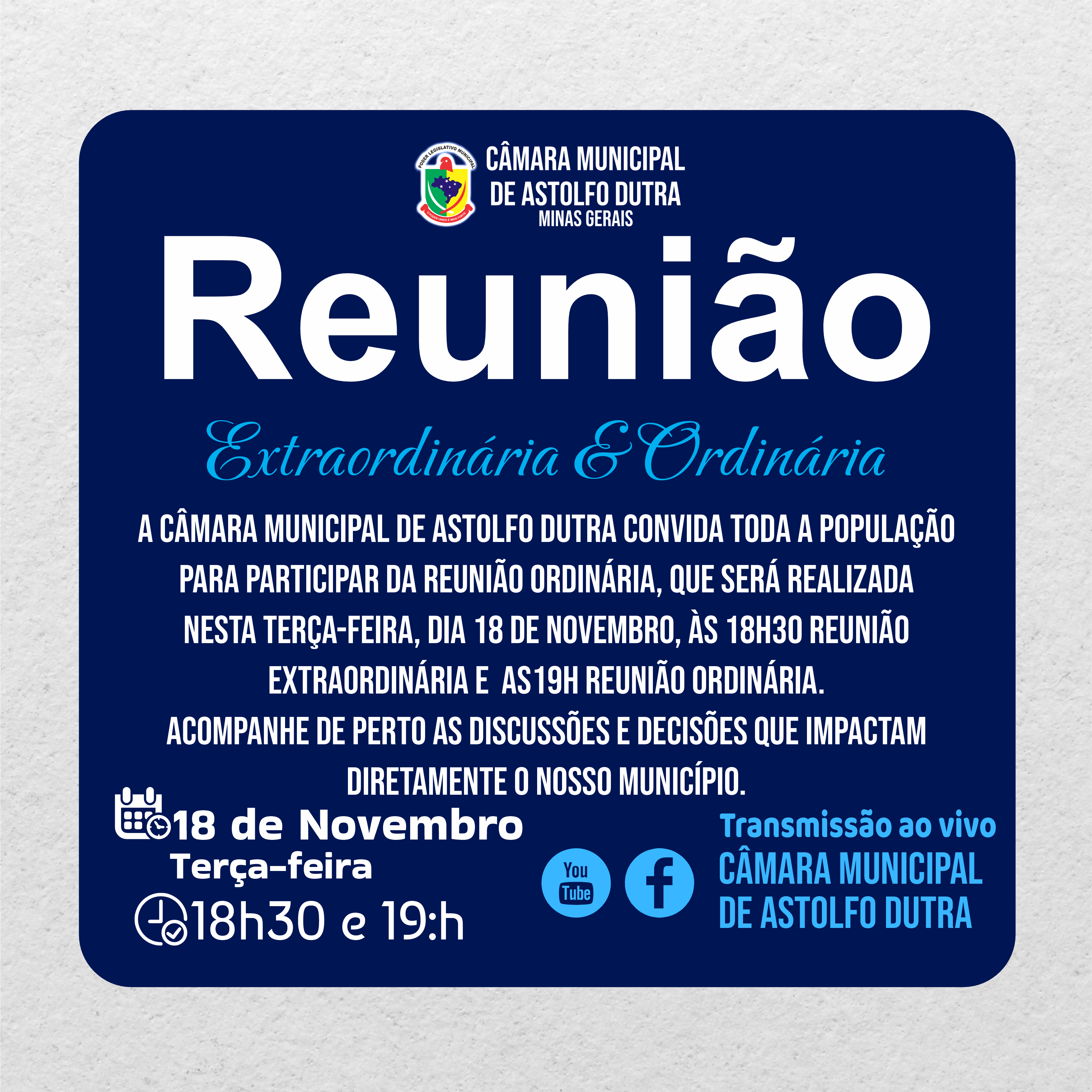 A Câmara Municipal de Astolfo Dutra convida toda a população!