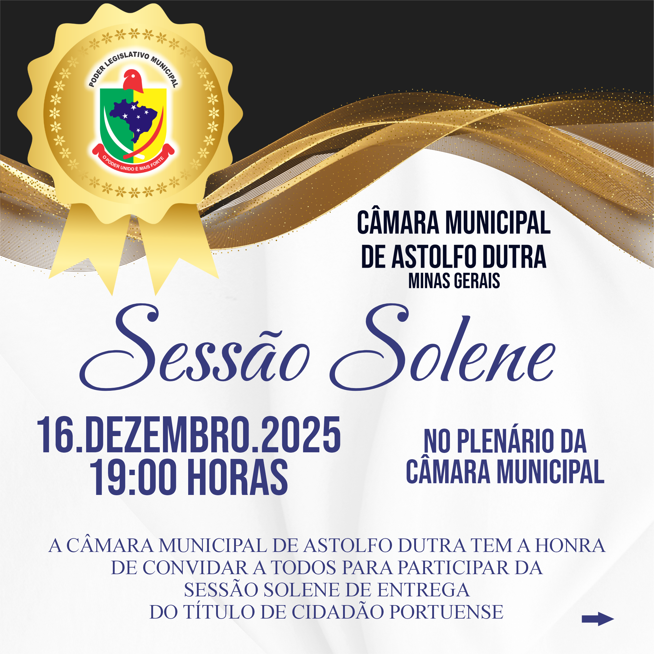 A Câmara Municipal de Astolfo Dutra realizará uma solenidade marcada pelo reconhecimento e pela valorização de cidadãos e cidadãs que,
