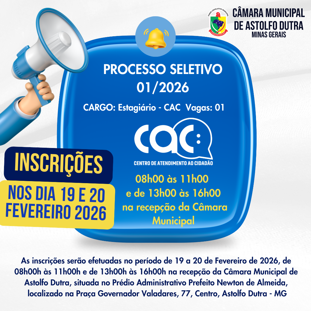  PROCESSO SELETIVO 01/2026 – CÂMARA MUNICIPAL DE ASTOLFO DUTRA